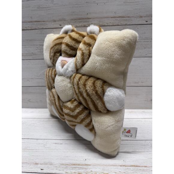 T.W.I.E. brown Tabby Cat Plush Pillow 12" RARE 1998 VTG Angel Toy Corp Square - Picture 3 of 7